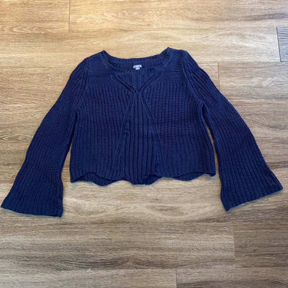 Aerie navy blue cropped sweater size L
